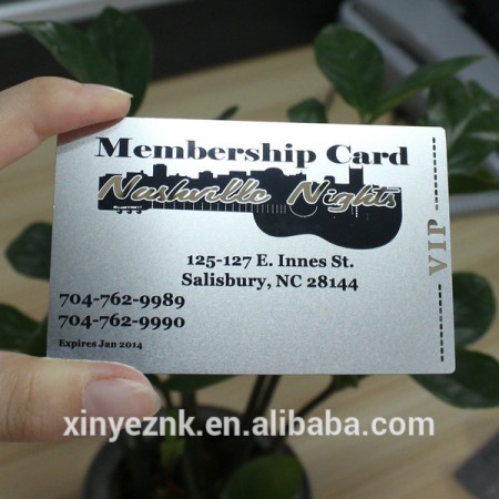 silver stainless card with black colour etch