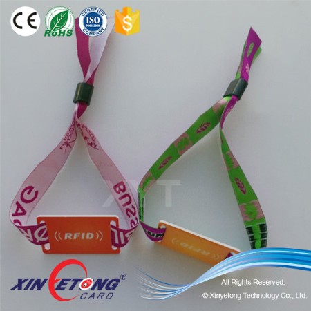 13.56MHZ MF 1K RFID Fabric Bracelet For Event Payment