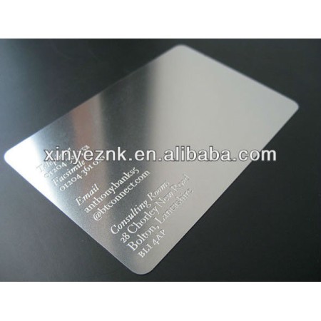 faux silver stainless steel business card