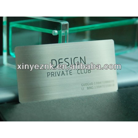 die cut shiny brushed stainless business card