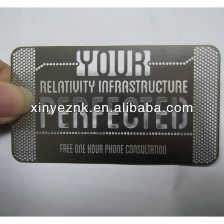 customize mirror engraved hollow out black stainless steel visiting card