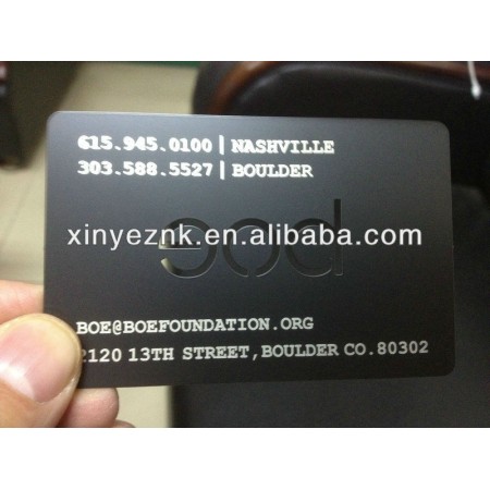 black stainless steel metal business card with chemical