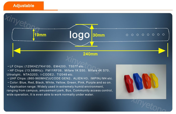 13.56MHZ-Type-2-64bytes-Ultralight-Chip-NFC-Bracelet-Adjustable-RFIDWristband-XYT